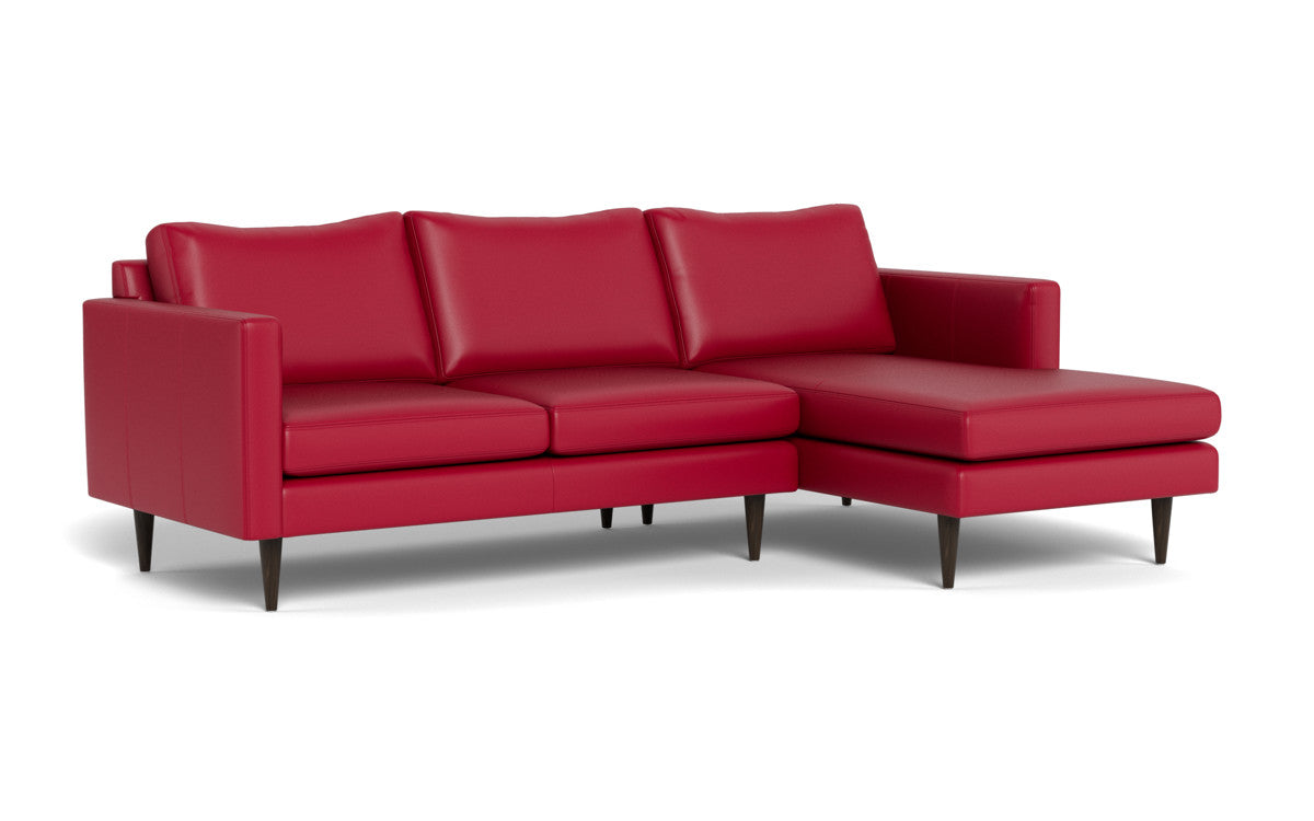 Wallace 98" Leather Untufted Right Chaise Sectional - Tribeca Scarlet