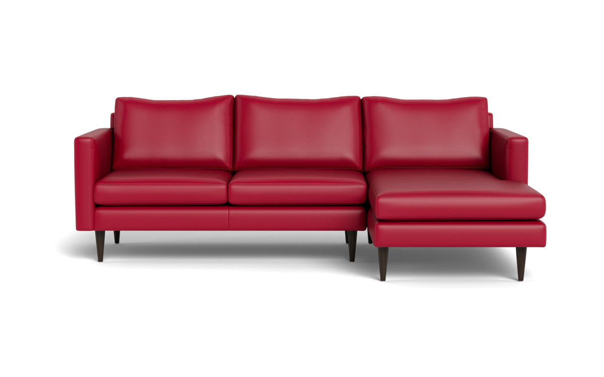 Wallace 98" Leather Untufted Right Chaise Sectional - Tribeca Scarlet