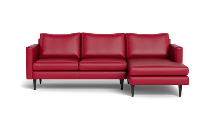 Wallace 98" Leather Untufted Right Chaise Sectional - Tribeca Scarlet