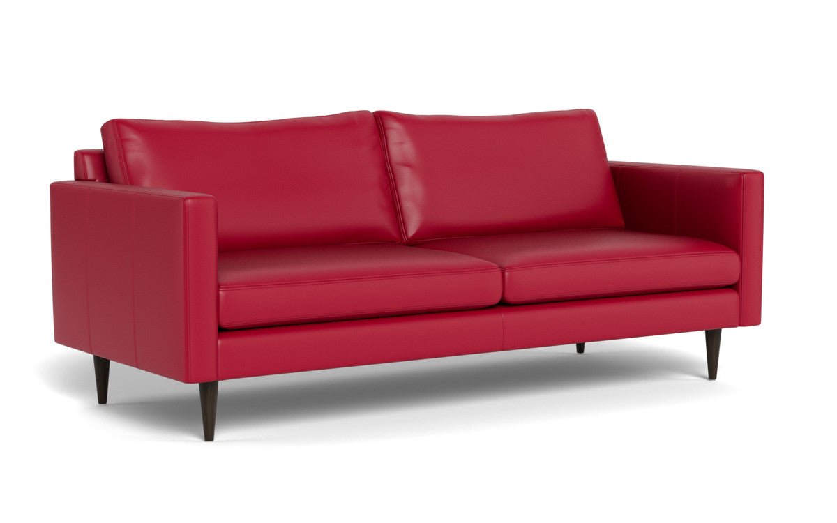 Wallace 85" Leather Untufted Sofa - Tribeca Scarlet
