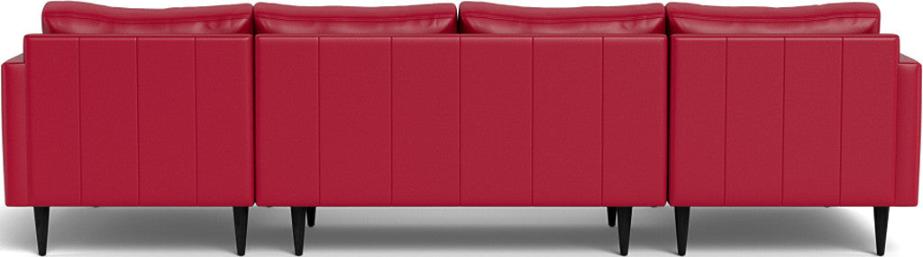 Wallace 126" Leather Untufted Double Chaise U Sectional - Tribeca Scarlet