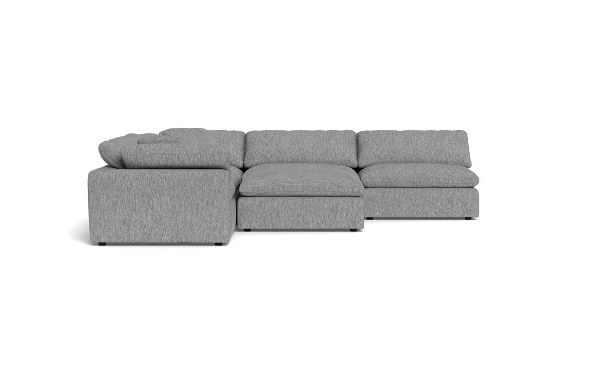 Fluffy 133.5" 5 Piece Sectional W/Ottoman - Tropez Ash