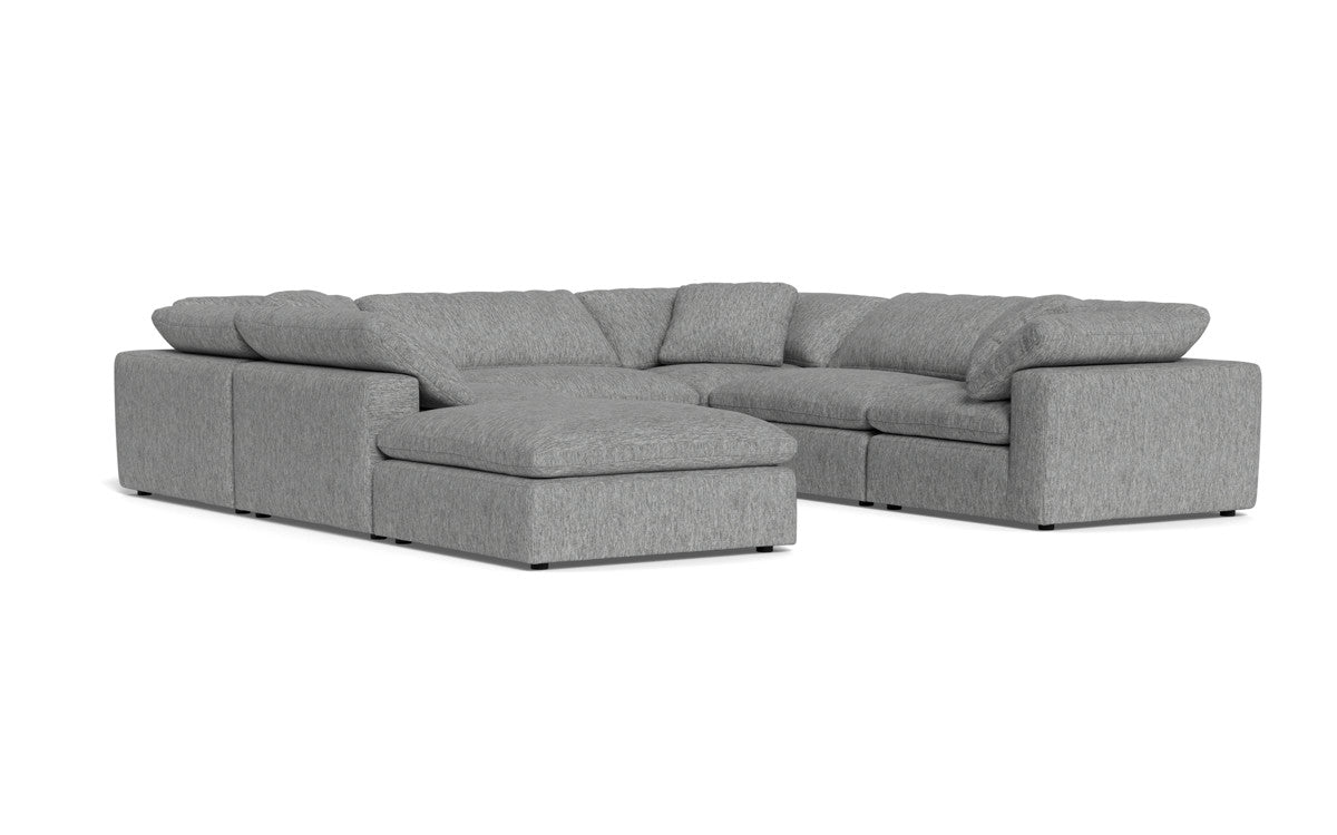 Fluffy 133.5" 6 Piece Sectional W/Ottoman - Tropez Ash