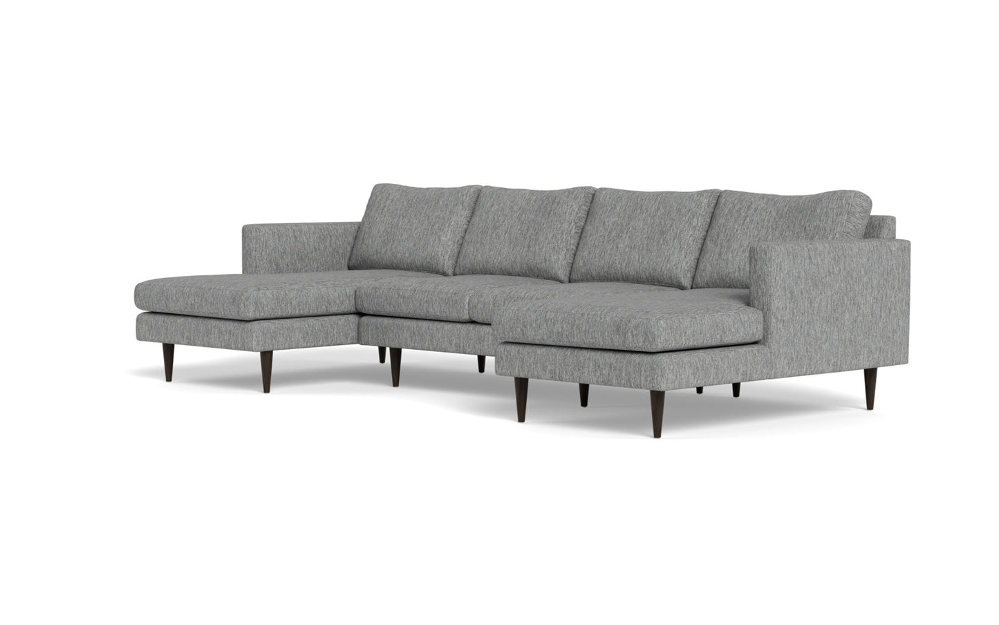 Wallace 126" Untufted Double Chaise U Sectional - Tropez Ash