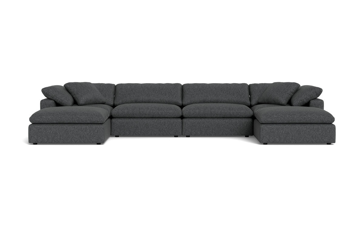 Fluffy 178" 4 Piece Sectional W/Double Otto - Tropez Charcoal