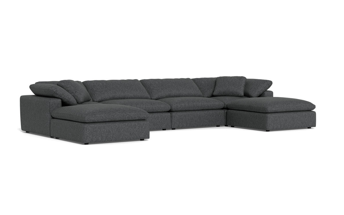 Fluffy 178" 4 Piece Sectional W/Double Otto - Tropez Charcoal