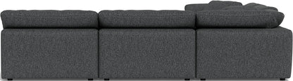 Fluffy 133.5" 5 Piece Sectional W/Ottoman - Tropez Charcoal