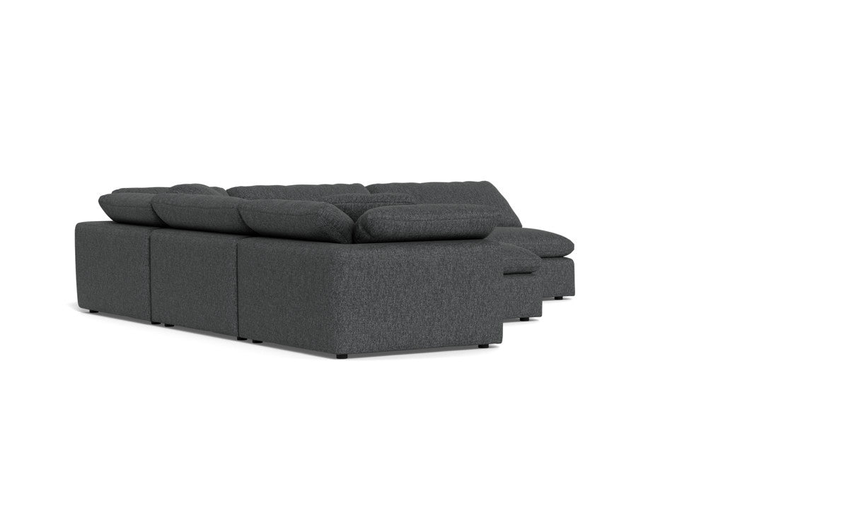 Fluffy 133.5" 5 Piece Sectional W/Ottoman - Tropez Charcoal
