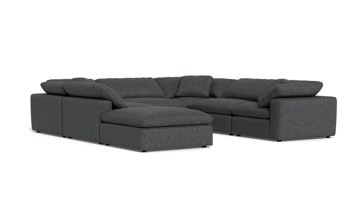 Fluffy 133.5" 6 Piece Sectional W/Ottoman - Tropez Oyster