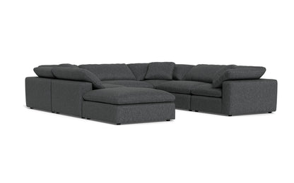 Fluffy 133.5" 6 Piece Sectional W/Ottoman - Tropez Oyster