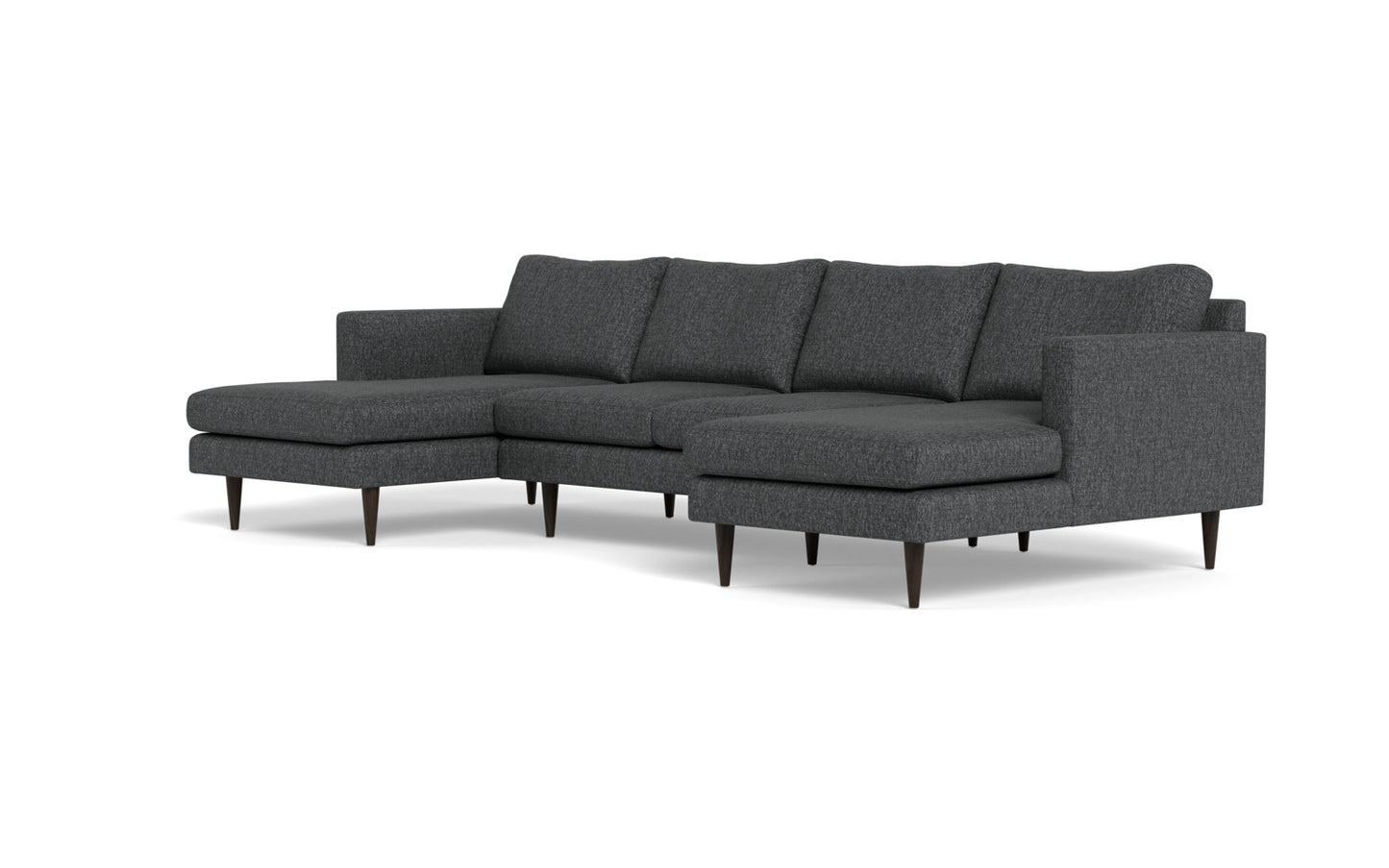 Wallace 126" Untufted Double Chaise U Sectional - Tropez Charcoal
