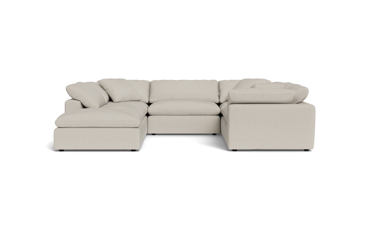 Fluffy 133.5" 6 Piece Sectional W/Ottoman - Tropez Oyster