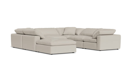 Fluffy 133.5" 6 Piece Sectional W/Ottoman - Tussah Snow