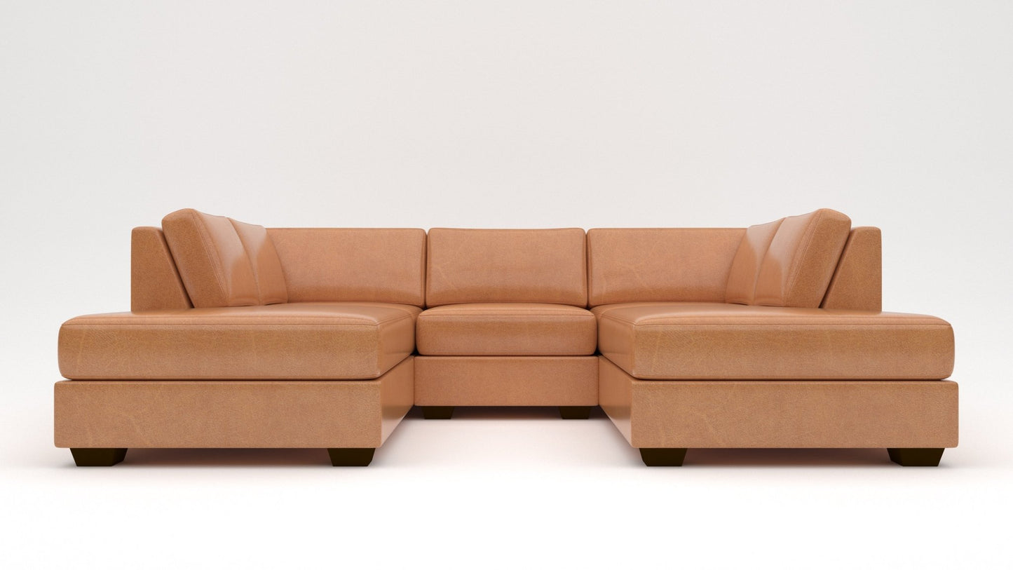 Track 103" Leather Double Chaise With Armless Chair - Hudson Lager