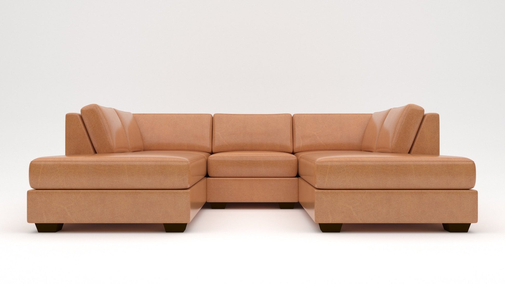 Track 103" Leather Double Chaise With Armless Chair - Hudson Lager