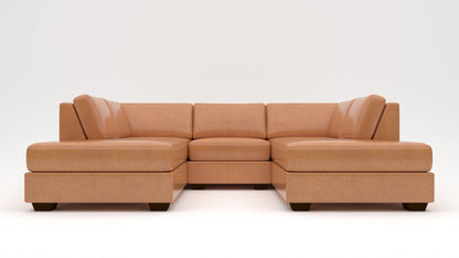 Track 103" Leather Double Chaise With Armless Chair - Hudson Lager