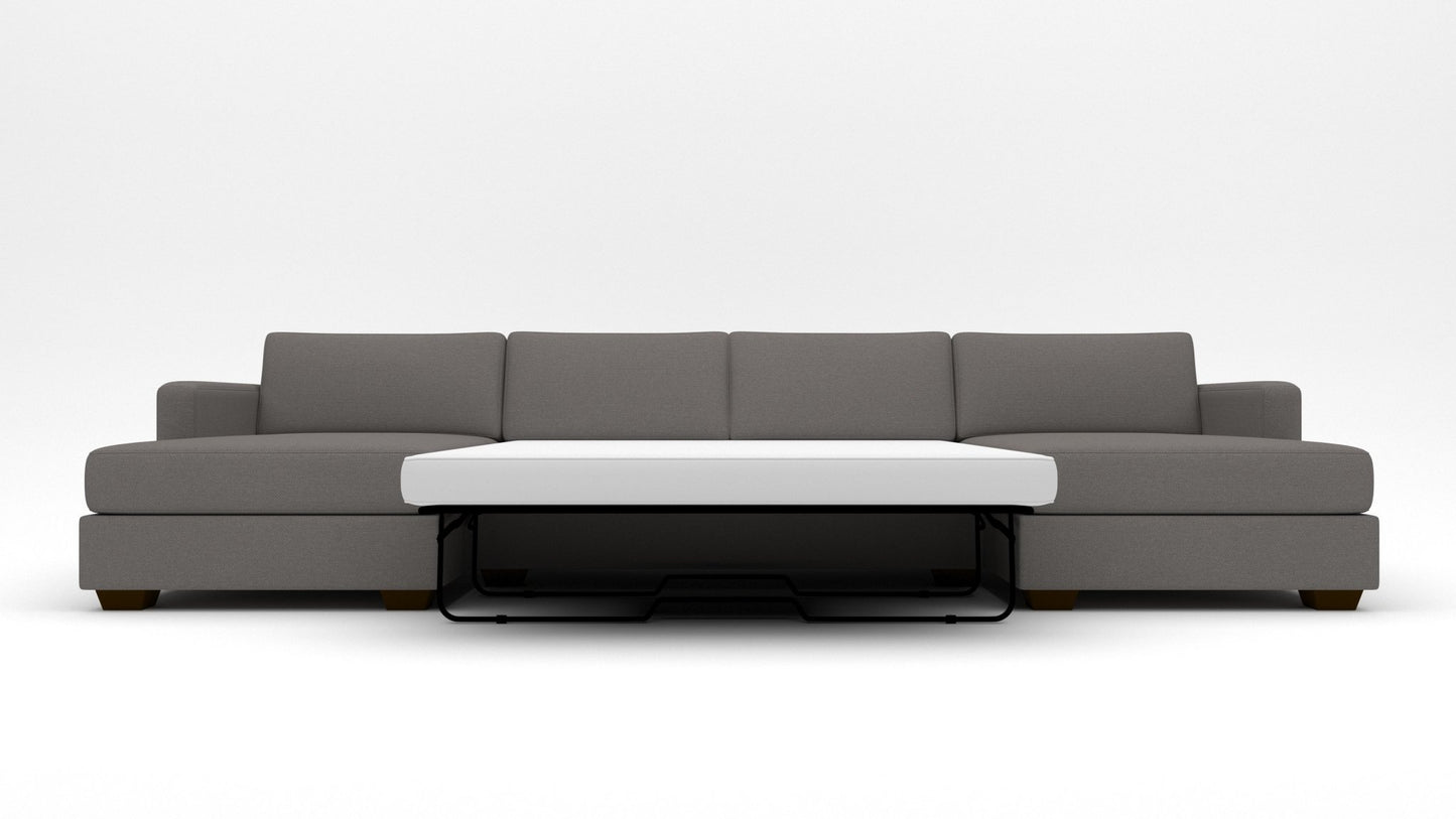 Track 141" Double Chaise With Full Sleeper Loveseat - Peyton Slate