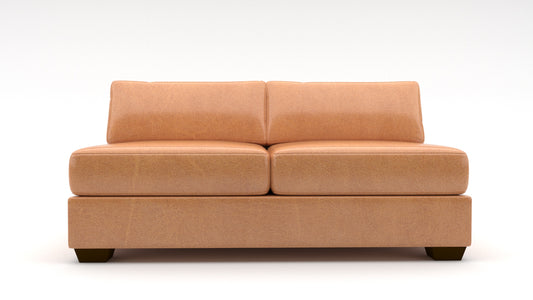 Track Leather Armless Full Sleeper Loveseat -