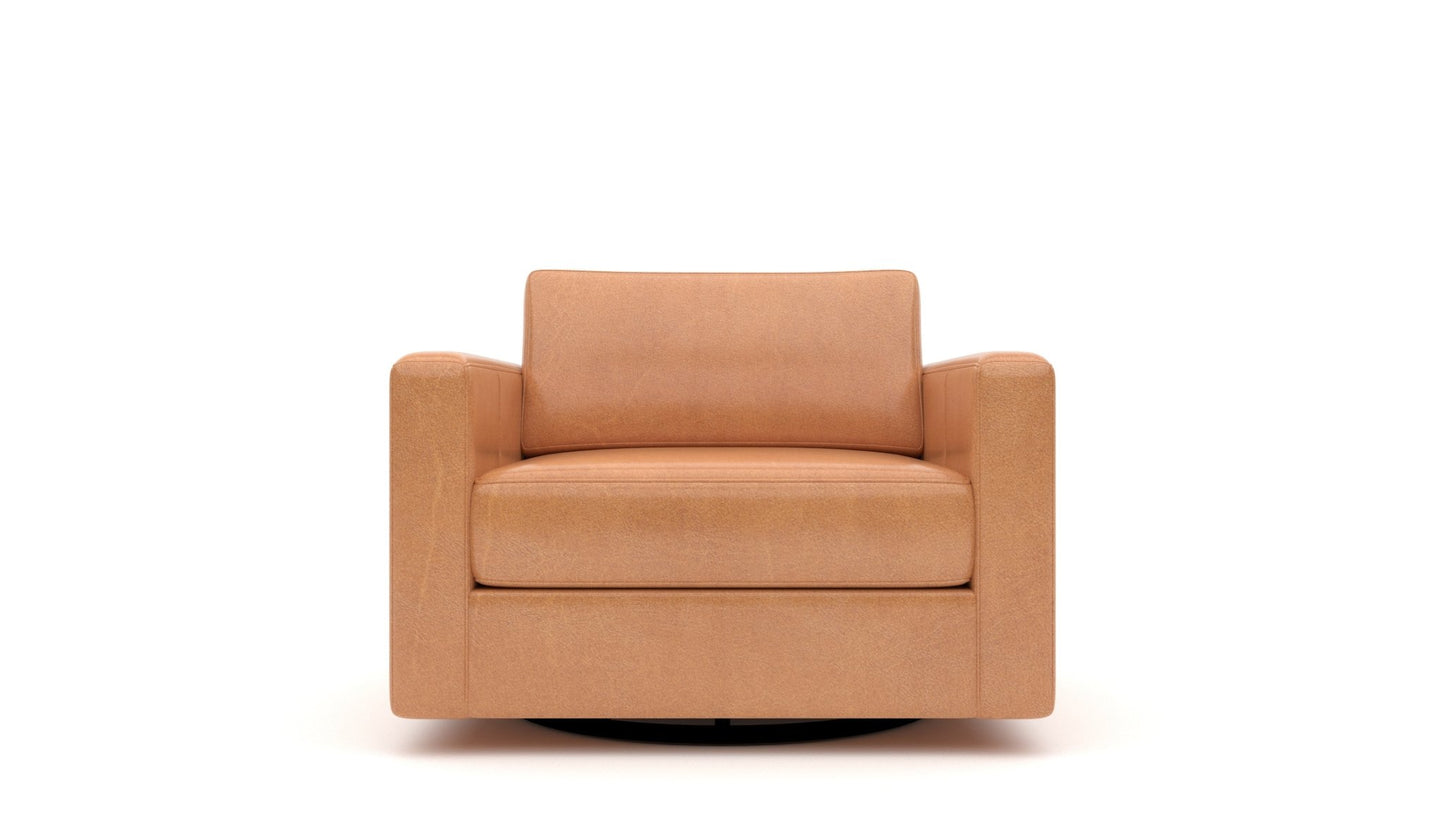 Track 36" Leather Swivel Arm Chair - Hudson Lager