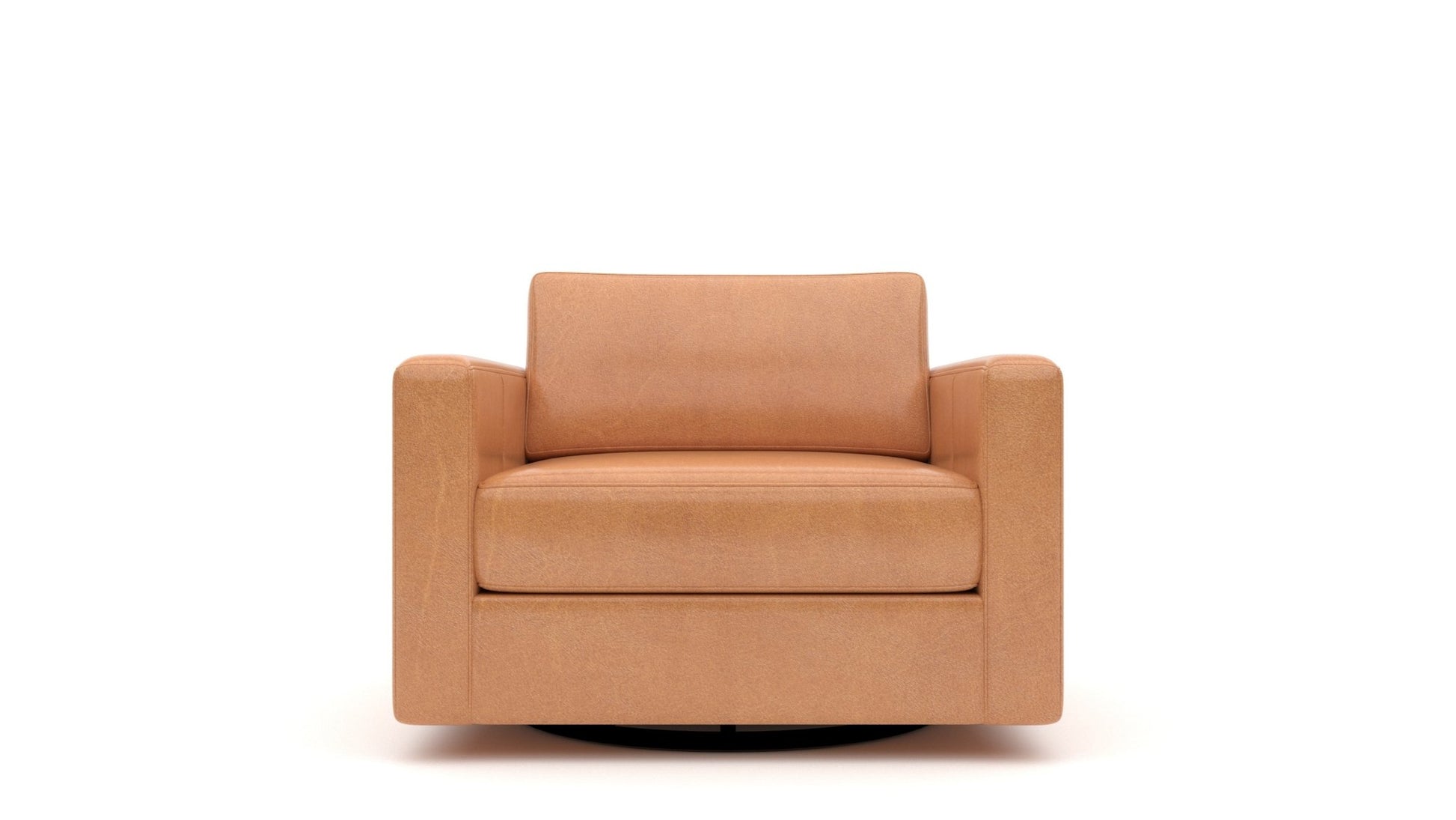 Track 36" Leather Swivel Arm Chair - Hudson Lager