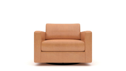Track 36" Leather Swivel Arm Chair - Hudson Lager