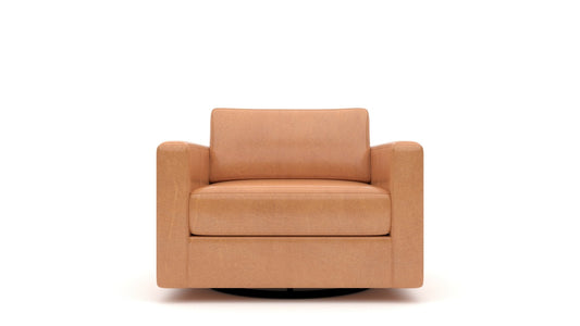 Track 36" Leather Swivel Arm Chair - Hudson Lager