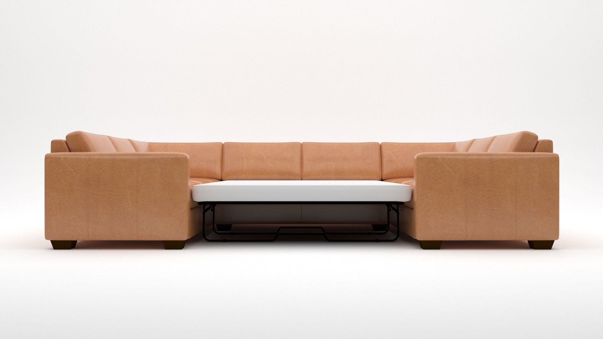Track 141" Leather Corner Sofa Sleeper U Sectional -