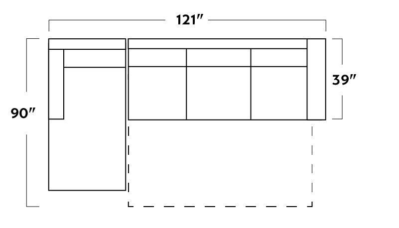 Track 121" Left Chaise Sleeper Sectional -