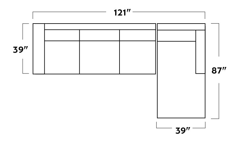 Track 121" Right Chaise Sectional -