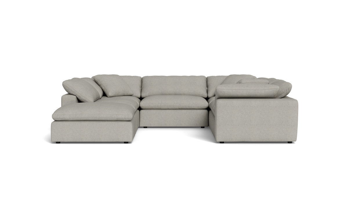 Fluffy 133.5" 6 Piece Sectional W/Ottoman - Villa Dove