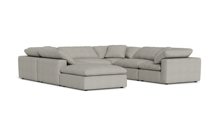 Fluffy 133.5" 6 Piece Sectional W/Ottoman - Villa Ivory