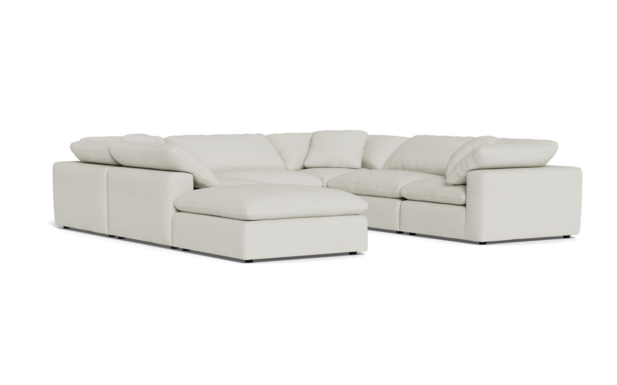 Fluffy 133.5" 6 Piece Sectional W/Ottoman - Villa Ivory
