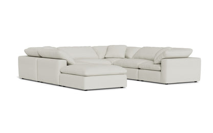 Fluffy 133.5" 6 Piece Sectional W/Ottoman - Villa Ivory