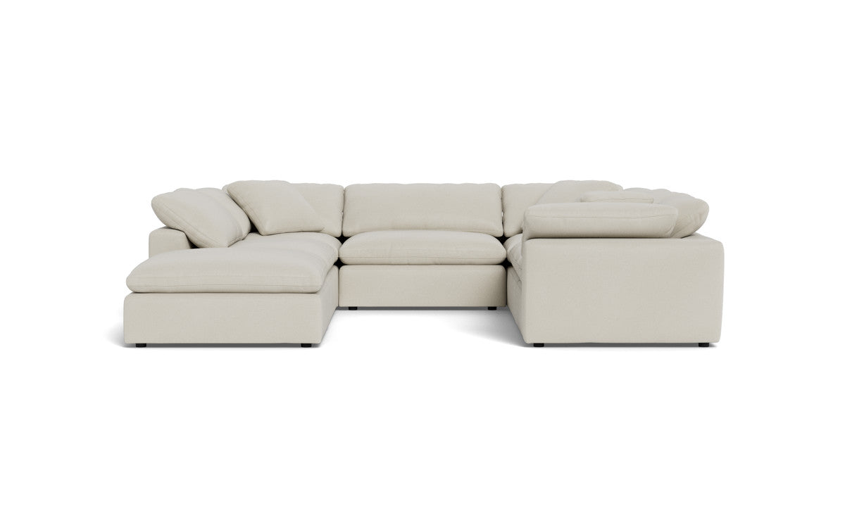 Fluffy 133.5" 6 Piece Sectional W/Ottoman - Villa Oyster