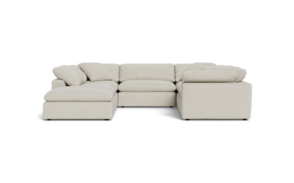 Fluffy 133.5" 6 Piece Sectional W/Ottoman - Villa Oyster