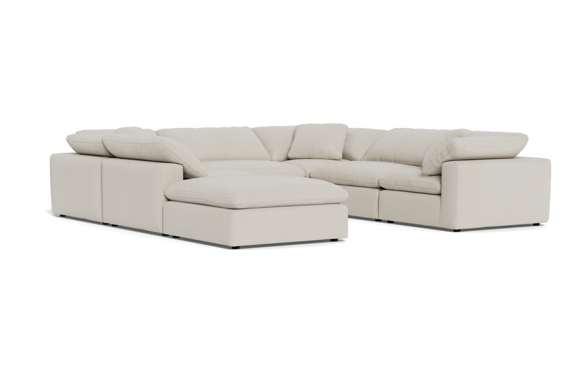 Fluffy 133.5" 6 Piece Sectional W/Ottoman - Villa Platinum