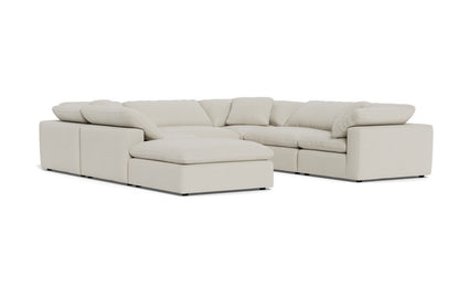 Fluffy 133.5" 6 Piece Sectional W/Ottoman - Villa Platinum