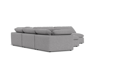Fluffy 133.5" 5 Piece Sectional W/Ottoman - Villa Platinum