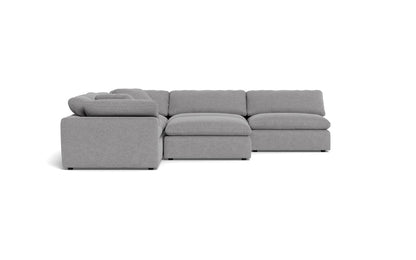 Fluffy 133.5" 5 Piece Sectional W/Ottoman - Villa Platinum