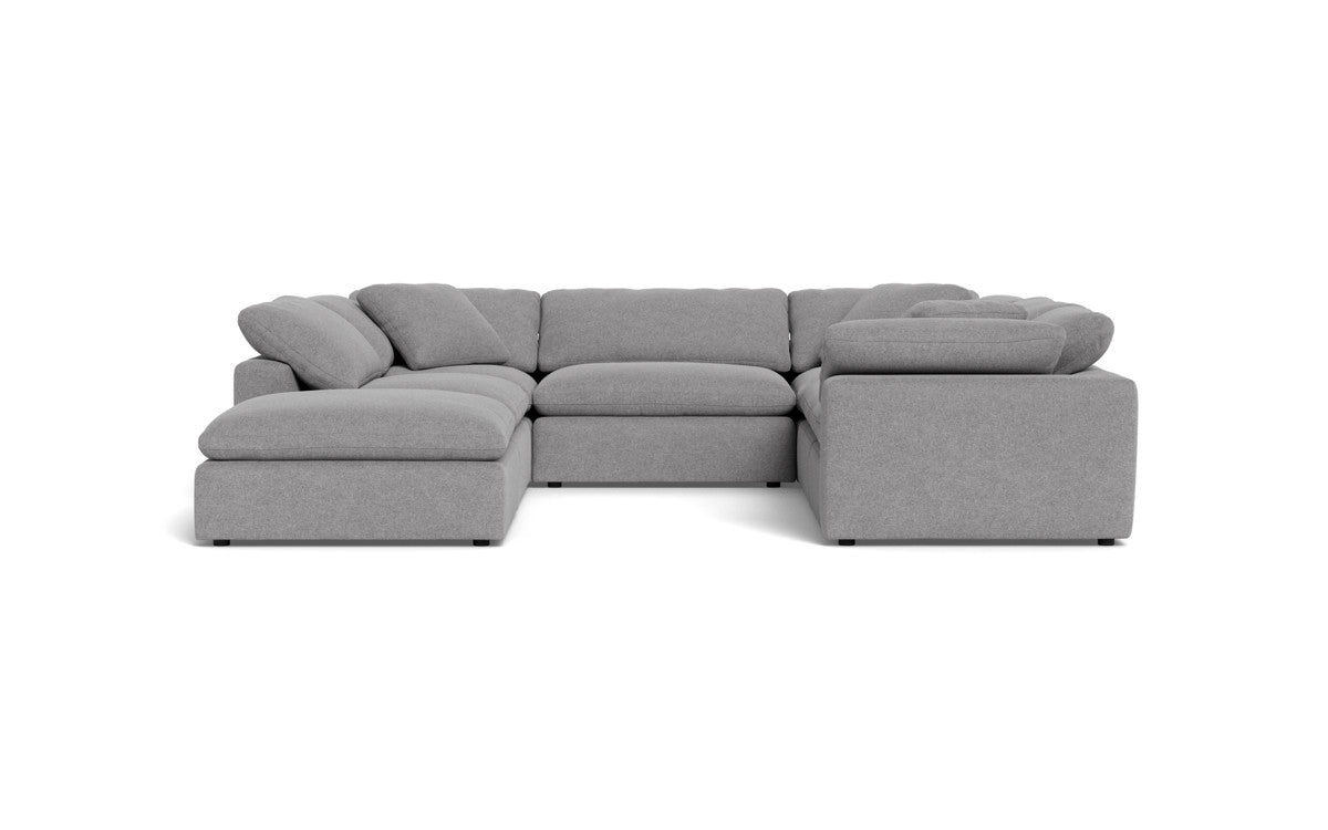Fluffy 133.5" 6 Piece Sectional W/Ottoman - Villa Platinum