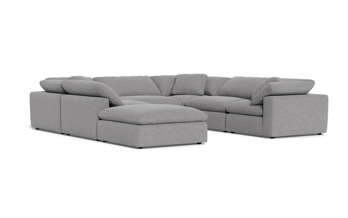 Fluffy 133.5" 6 Piece Sectional W/Ottoman - Villa Platinum
