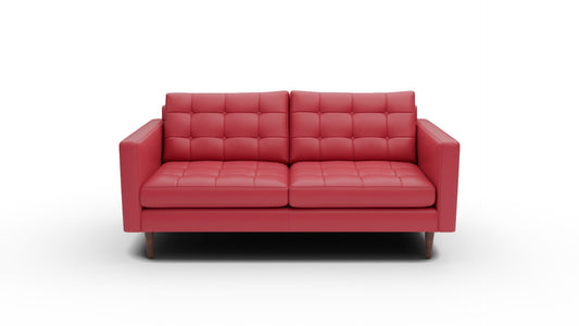 Wallace 74" Leather Apartment Sofa - Tribeca Scarlet