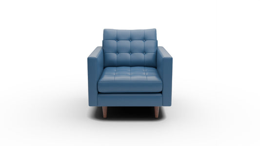 Wallace 34" Leather Arm Chair - Tribeca Cobalt