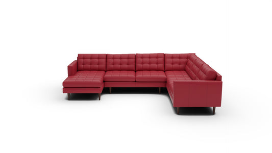 Wallace Leather Corner Sectionals w — tribeca-scarlet