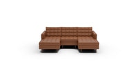 Wallace 96" Leather Double Chaise With Armless Chair - Tribeca Chestnut