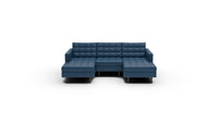 Wallace 96" Leather Double Chaise With Armless Chair - Tribeca Cobalt