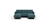 Wallace 96" Leather Double Chaise With Armless Chair - Tribeca Lagoon