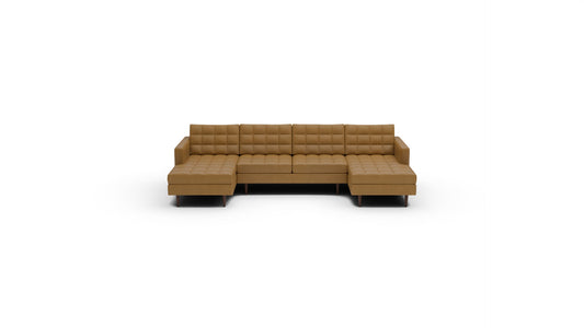 Wallace Leather Double Chaise With Armless Loveseat — sonoma-camel