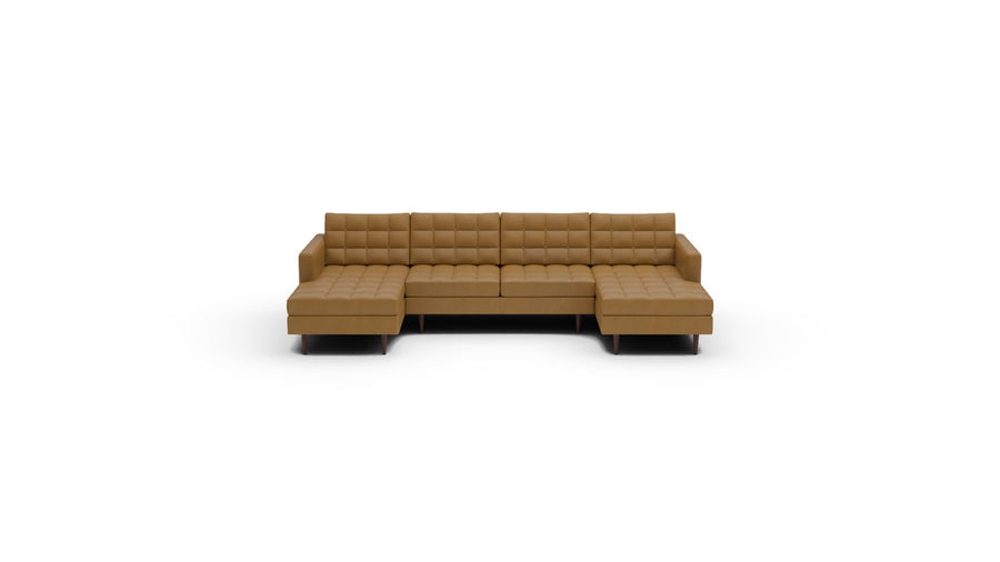 Wallace Leather Double Chaise With Armless Loveseat — sonoma-camel