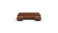 Wallace Leather Double Chaise With Armless Loveseat — tribeca-chestnut